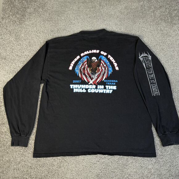 Port & Company Other - Thunder In The Hill Country Shirt Mens XL Black 2007 Biker Rally Long Sleeve